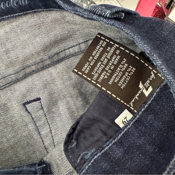 7 for all mankind jeans denim mid rise boot cut pants 👖 blue dark wash comfy - Picture 7 of 8